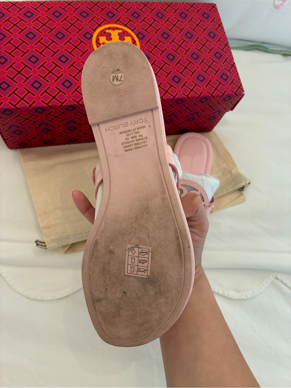 Tory Burch Miller Sandals in Light Pink/petunia patent leather size 7 - Picture 4 of 5